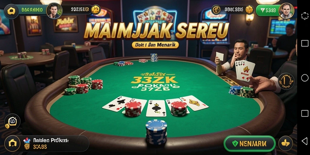 Tampilan gameplay seru dalam 33ZK yang penuh strategi Poker.