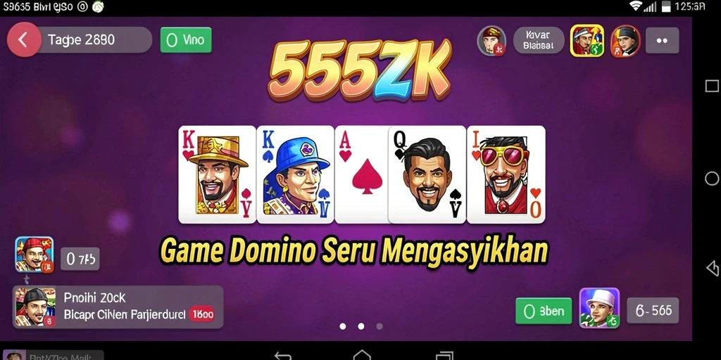 Tampilan gameplay seru di 555ZK, menunjukkan keseruan bermain Domino.
