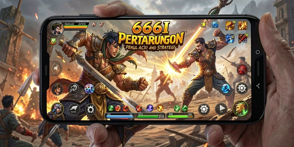 Tampilan seru gameplay Fighting 666I dengan karakter yang berbeda.
