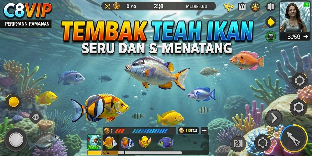 Tampilan menawan dari gameplay C8VIP saat menembak ikan.
