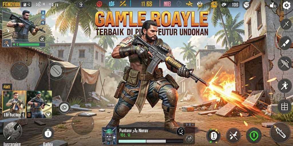 Screenshot FENDY188 menunjukkan aksi pertempuran seru di arena Battle Royale.
