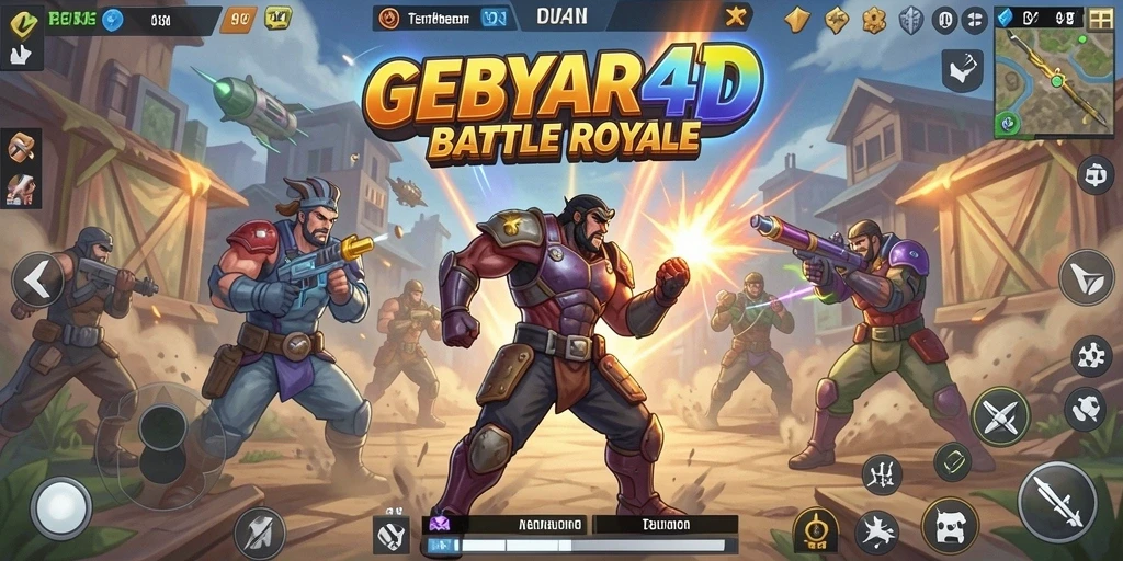 Tangkapan layar gameplay GEBYAR4D yang menarik dalam pertempuran Battle Royale.