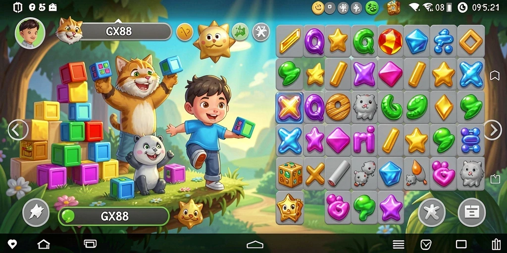 Tangkapan layar menunjukkan gameplay Puzzle GX88 yang seru.