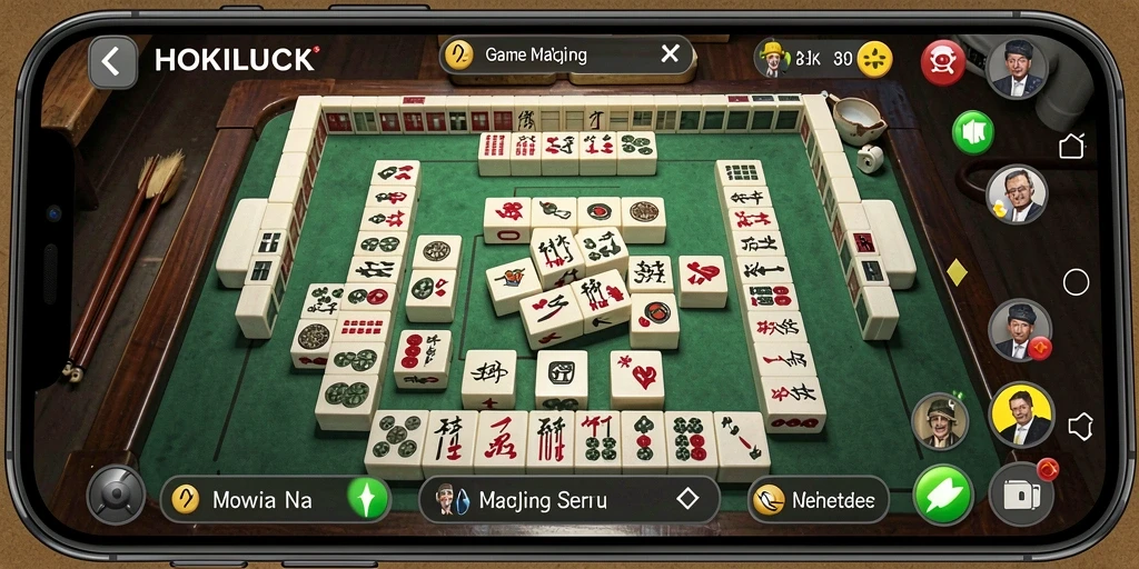 Screenshot gameplay HOKILUCK menampilkan tantangan Mahjong yang seru.