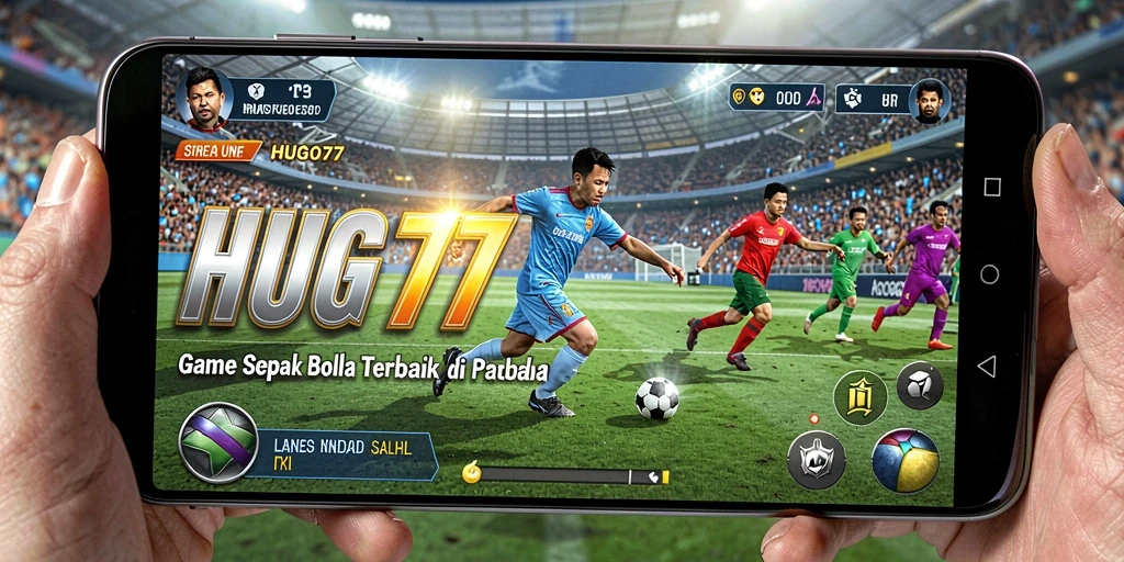 Screenshot gameplay HUGO77 menampilkan aksi seru di lapangan sepak bola.