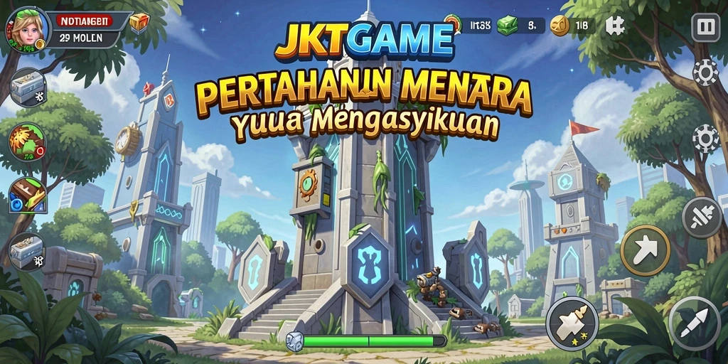 Screenshot JKTGAME menampilkan aksi seru dalam gameplay Tower Defense.