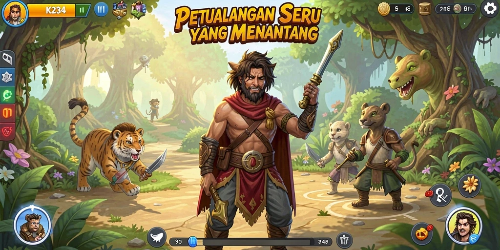 Screenshot K234 menampilkan karakter utama dalam misi petualangan yang menegangkan.