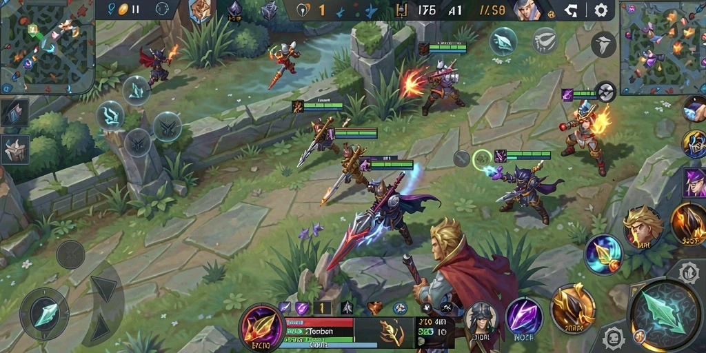 Screenshot gameplay MLBB8 menunjukkan dunia simulasi yang hidup dan interaktif.