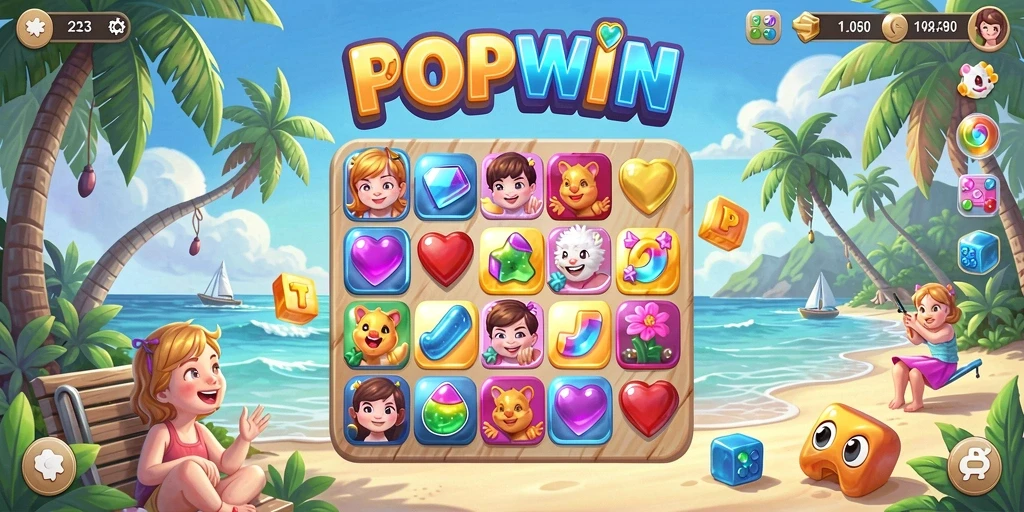 Gameplay seru dan penuh warna dalam POPWIN.