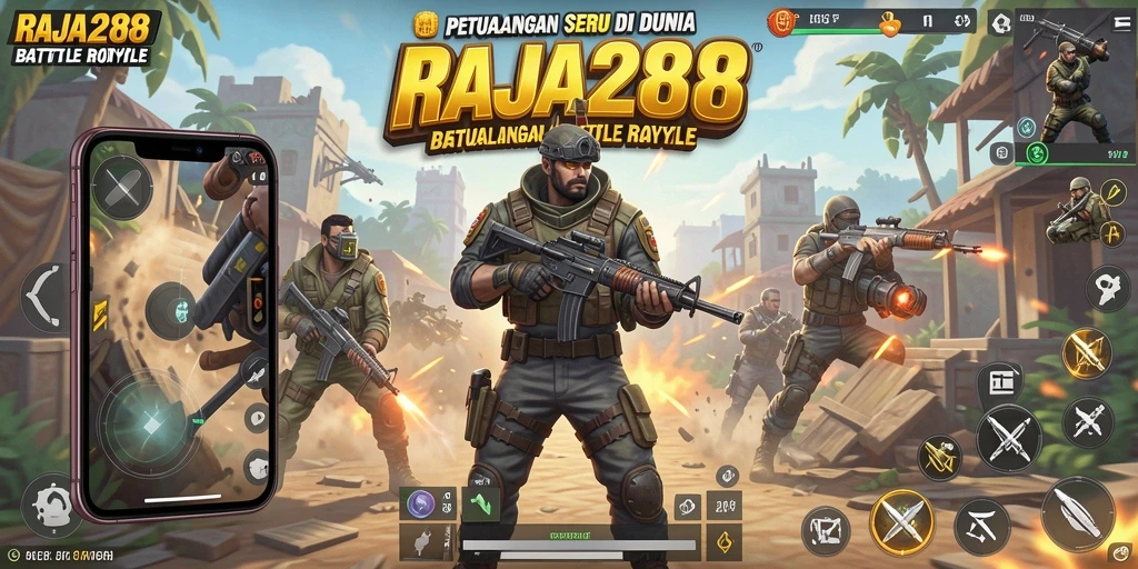 Tangkapan layar utama dari gameplay seru di RAJA288 Battle Royale.