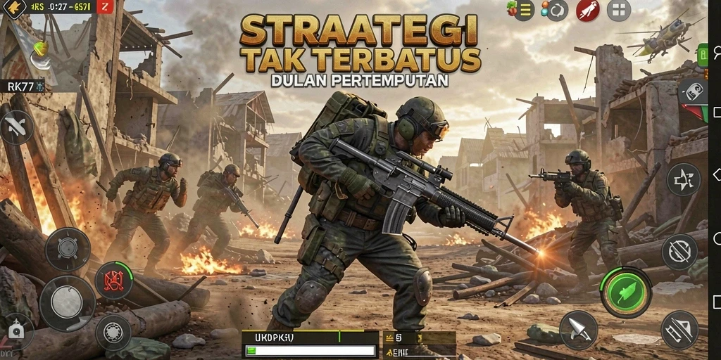 Tampilan menarik dalam gameplay strategi pertempuran RK77.