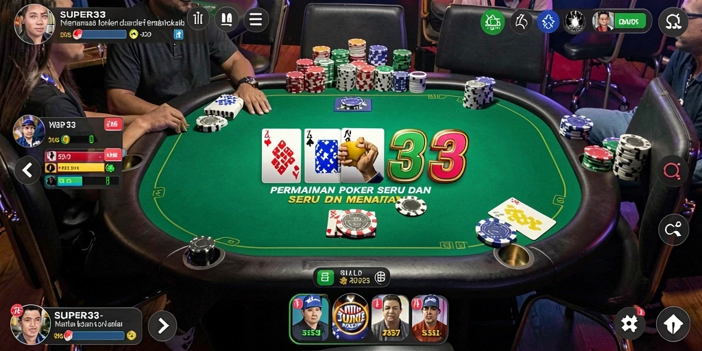 Tampilan menarik dari gameplay Poker di SUPER33.