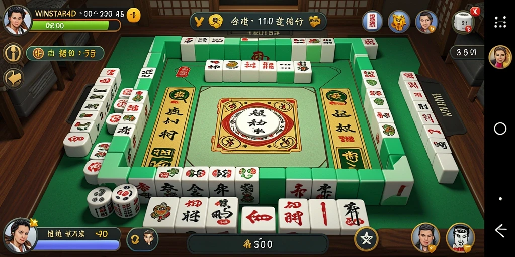 Screenshot gameplay WINSTAR4D menampilkan aksi Mahjong yang seru.