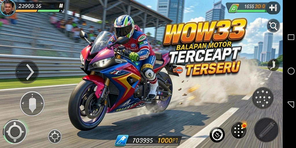 Tampilan gameplay seru dari balapan motor yang mendebarkan.